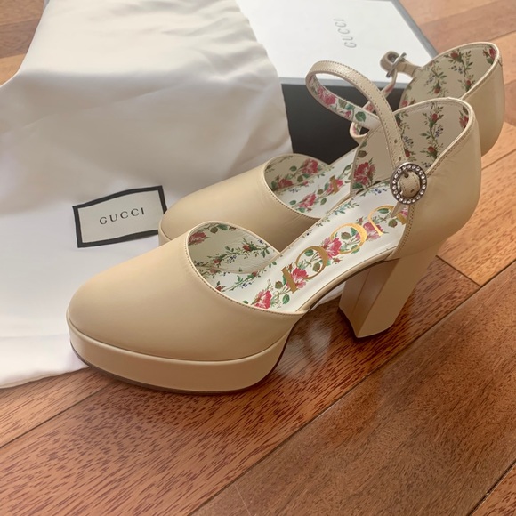 Gucci | Platform Heels Off White Leather 36.5 - Picture 2 of 9